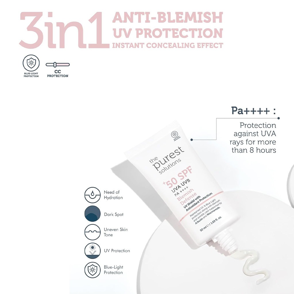 The Purest Solutions Blemish Defense Sunscreen With SPF 50+ & PA++++ 50ml