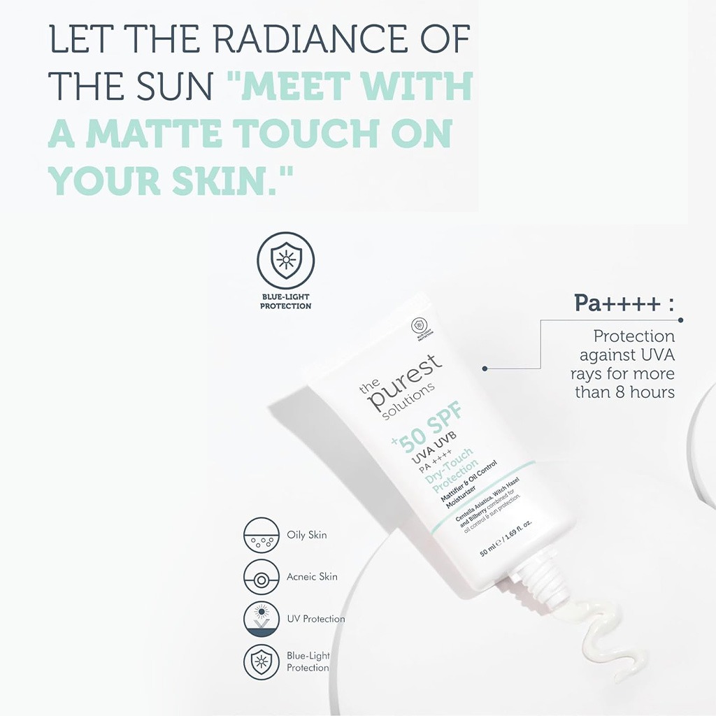 The Purest Solutions Dry-Touch Protection Mattifier & Oil Control Moisturizer Sunscreen With SPF 50+ & PA++++ 50ml