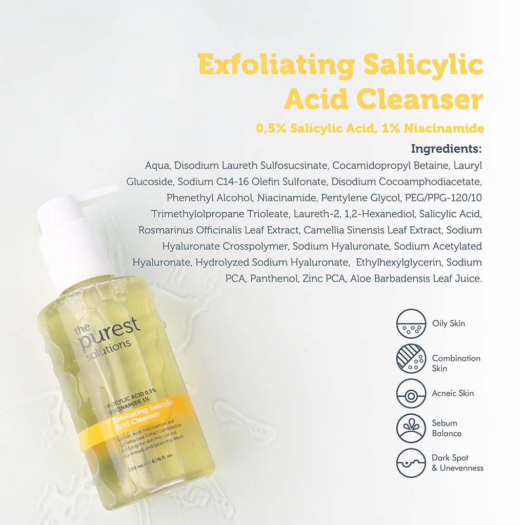 The Purest Solutions 0.5% Salicylic Acid & 1% Niacinamide Exfoliating Salicylic Acid Cleanser 200ml