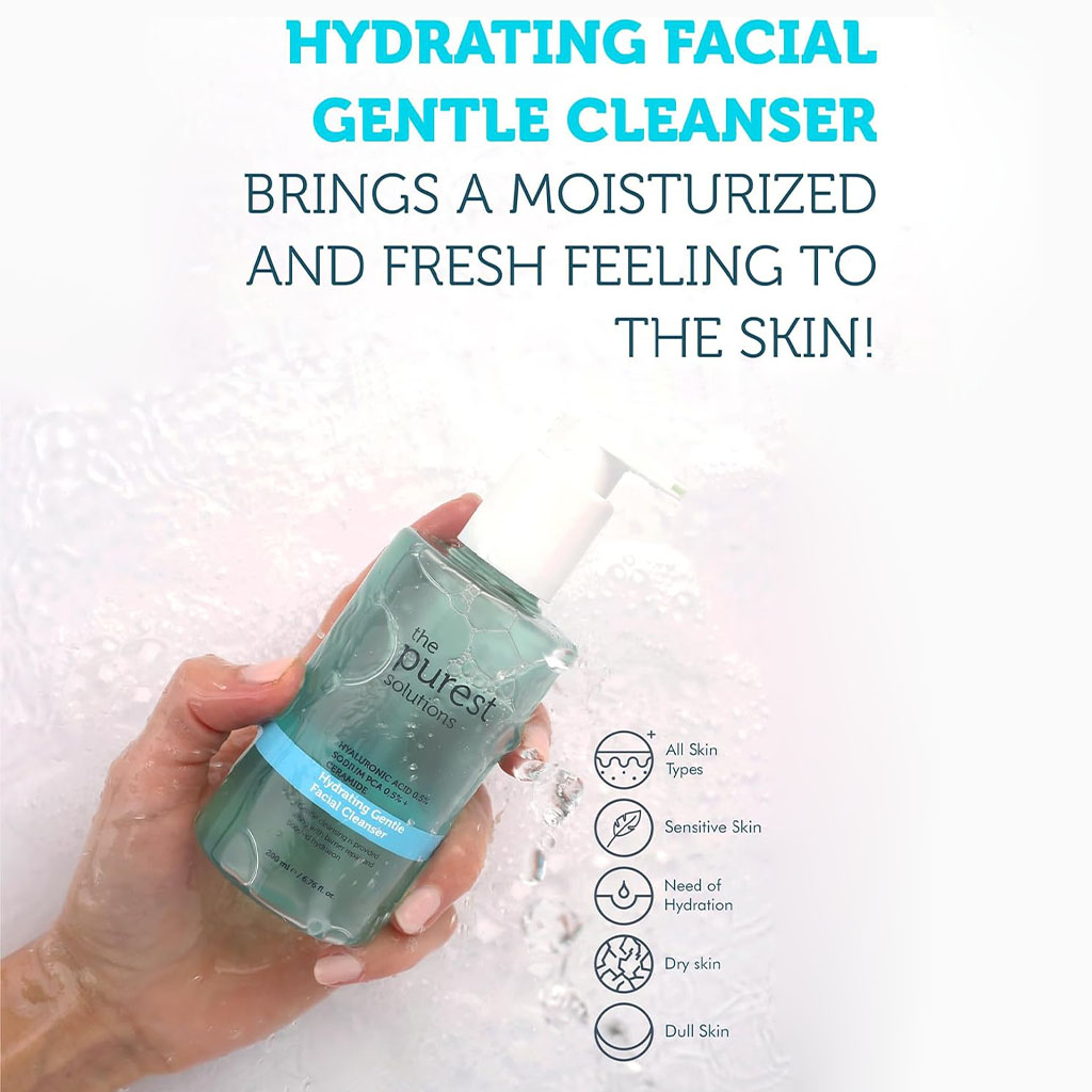The Purest Solutions 0.5% Hyaluronic Acid 0.5% Sodium PCA + Ceramide Hydrating Gentle Facial Cleanser 200ml
