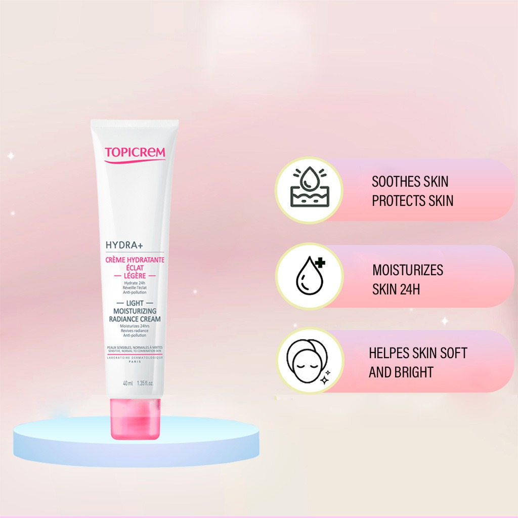 Topicrem Hydra+ Light Moisturizing Radiance Cream For Sensitive & Normal To Combination Skin 40ml