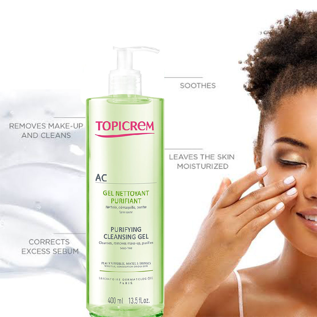 Topicrem AC Purifying Face Cleansing Gel For Sensitive, Combination & Oily Skin 400ml