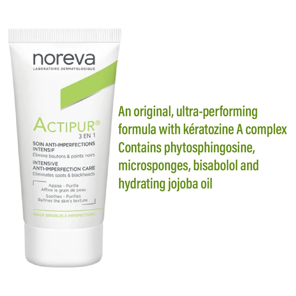 Noreva Actipur 3-in-1 Anti-Imperfection Care Cream For Acne Prone Skin 30ml