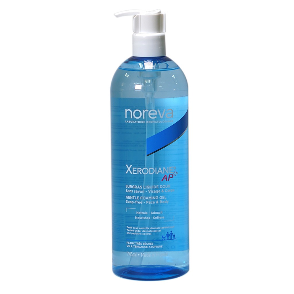 Noreva Xerodiane Ap+ Gentle Foaming Gel, Soap-Free Face And Body Wash 745ml