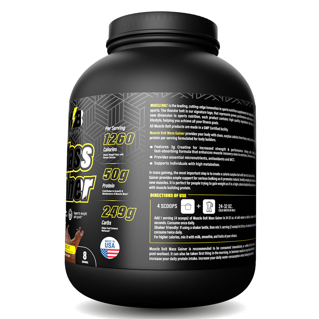 Muscle Bolt Mass Gainer Protein Powder Mix For Weight Gain, Chocolate 6lb
