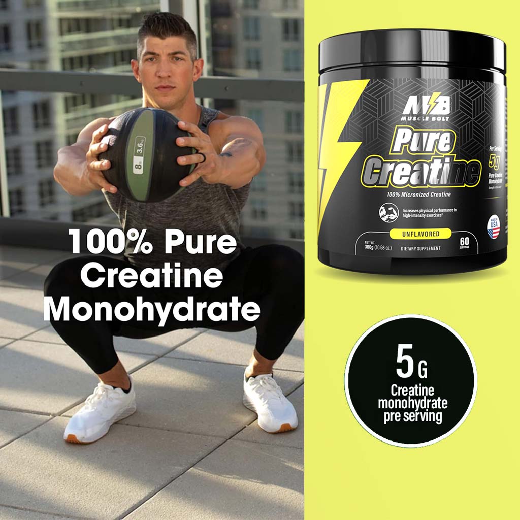 Muscle Bolt 100% Micronized Pure Creatine Supplement For Exercise Performance, Strength And Endurance, Unflavored 300g