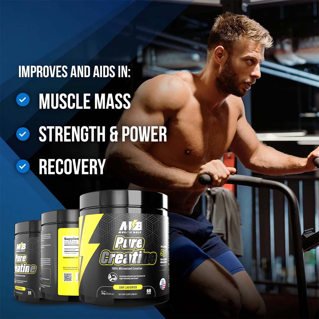 Muscle Bolt 100% Micronized Pure Creatine Supplement For Exercise Performance, Strength And Endurance, Unflavored 300g