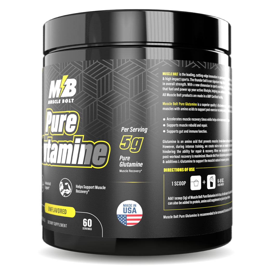 Muscle Bolt Pure Glutamine Powder Supplement For Muscle Recovery, Unflavored 300g
