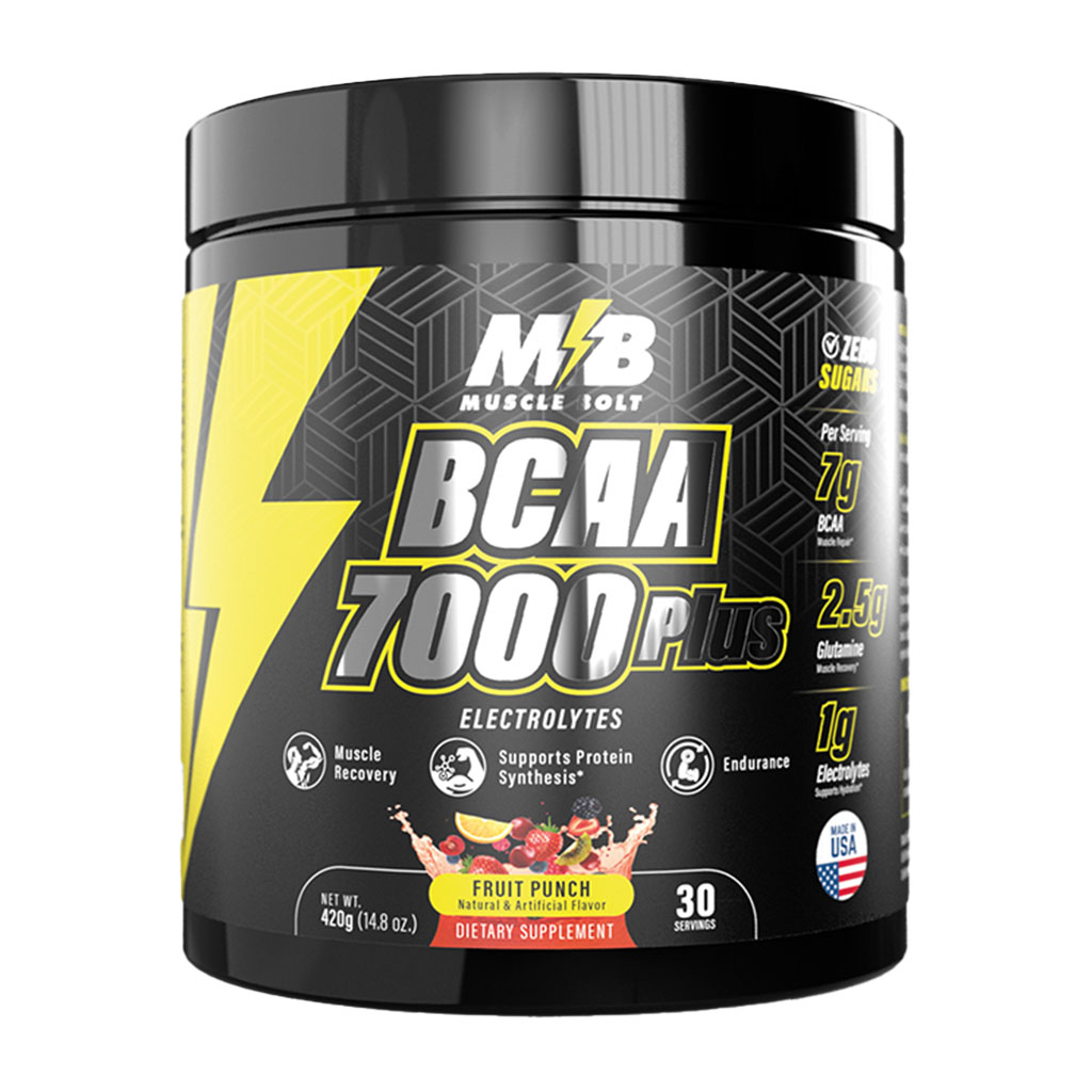 Muscle Bolt BCAA 7000 Plus For Muscle Recovery & Endurance Fruit Punch 30 Servings, 420g