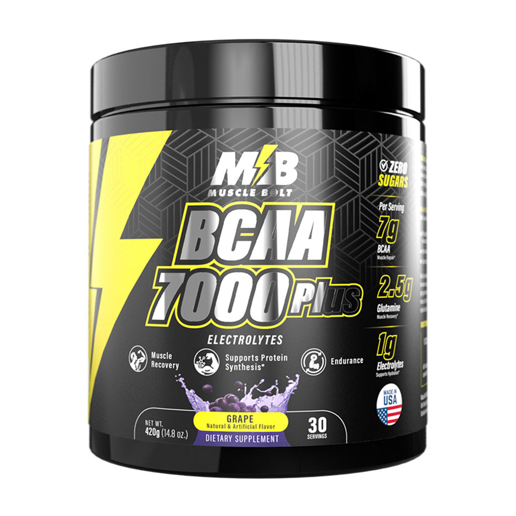 Muscle Bolt BCAA 7000 Plus For Muscle Recovery & Endurance Grape 30 Servings, 420g