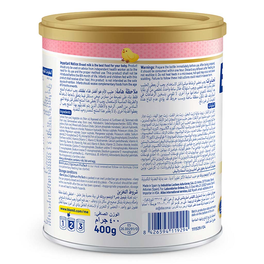 Blemil Plus Optimum Protech Stage 2 Infant Milk Formula For 6 To 12 Months 400g