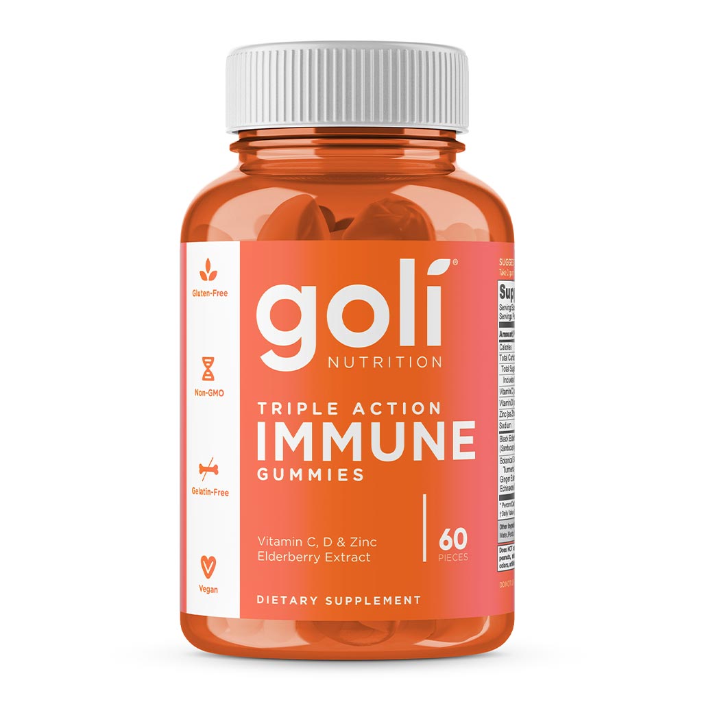 Goli Nutrition Triple Action Immune Gummies With Multivitamins, Zinc & Elderberry, Immunity Support For Adults, Pack of 60's