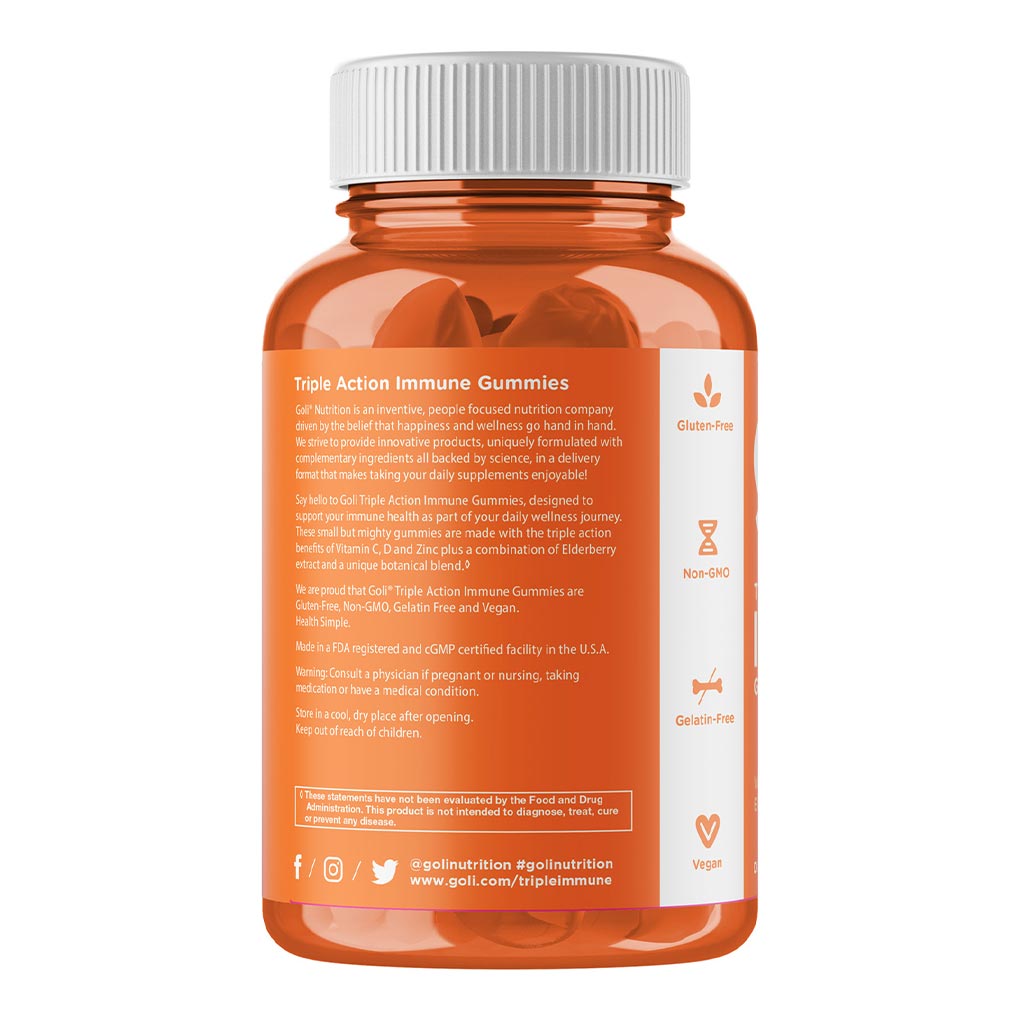 Goli Nutrition Triple Action Immune Gummies With Multivitamins, Zinc & Elderberry, Immunity Support For Adults, Pack of 60's