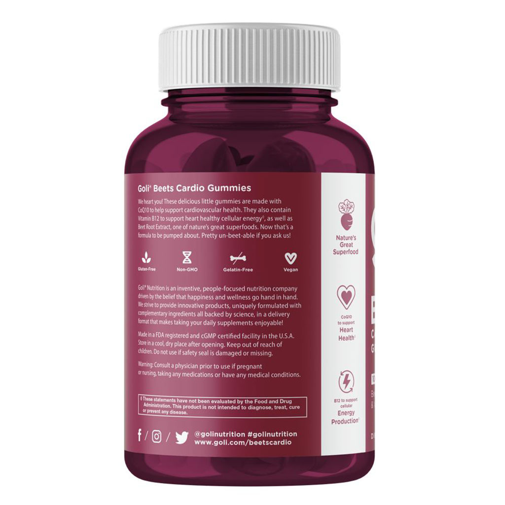 Goli Beets Cardio Gummies with CoQ10, Pack of 60's