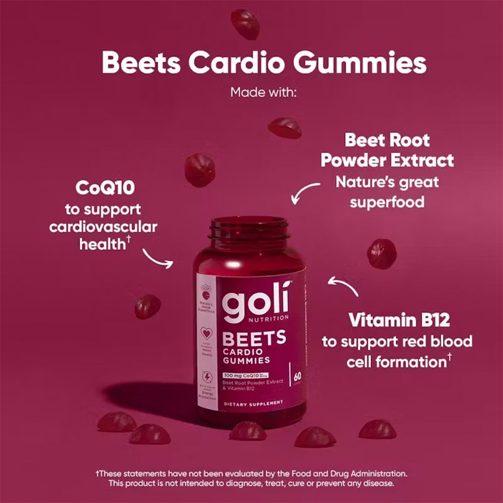Goli Beets Cardio Gummies with CoQ10, Pack of 60's