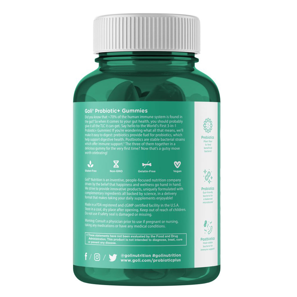 Goli 3 In 1 Prebiotics + Postbiotics + Probiotics Gummies, Pack of 60's