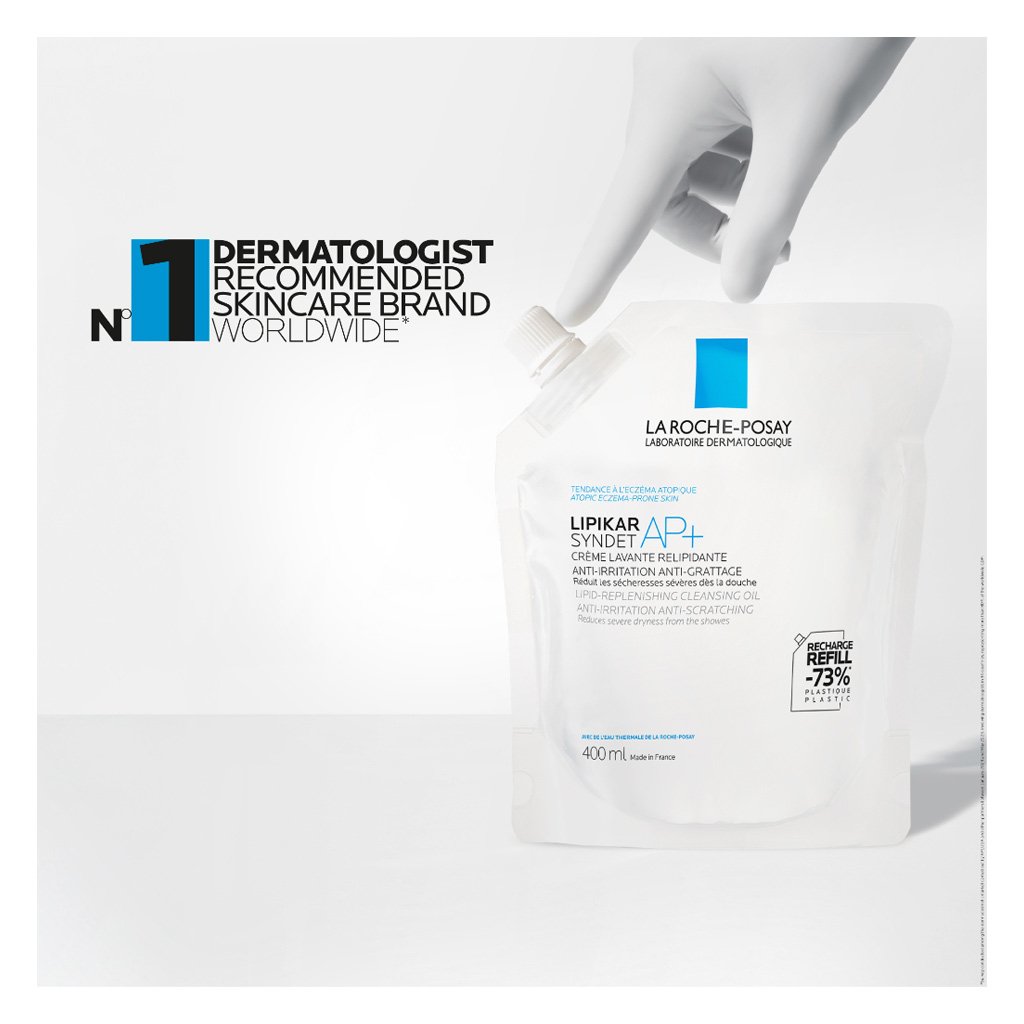 La Roche-Posay Lipikar Syndet AP+ Anti-Irritation & Anti-Scratching Cream Wash, Eco-Conscious Refill Pack 400ml