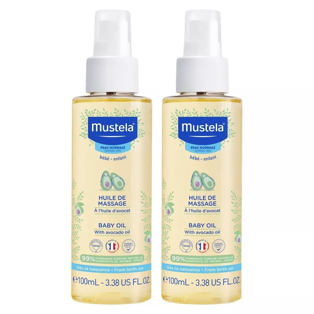 Mustela Baby Massage Oil With Avocado 2 x 100ml, Promo Pack of 2's