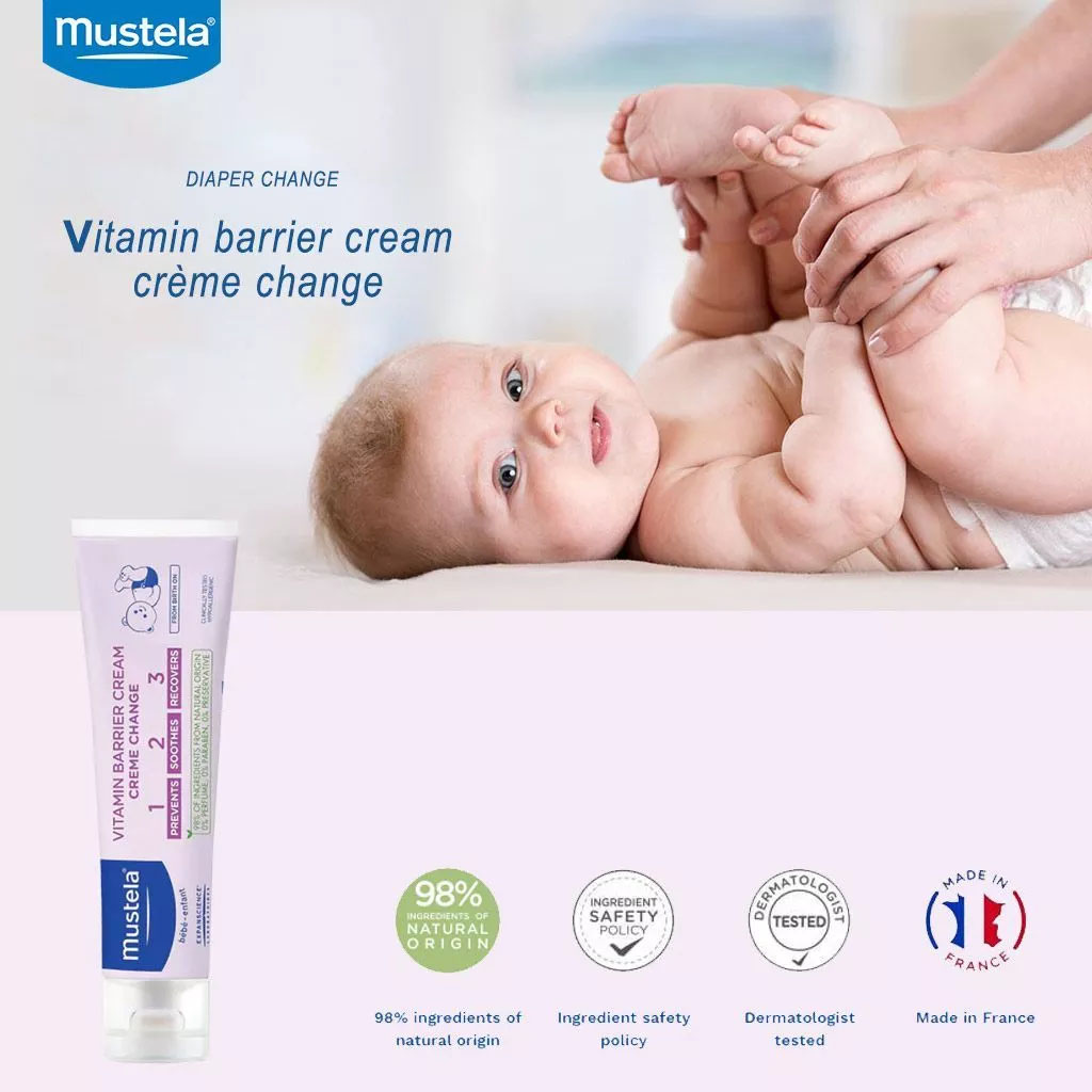 Mustela 1 2 3 Vitamin Barrier Baby Nappy Cream 2 x 50ml, Promo Pack of 2's