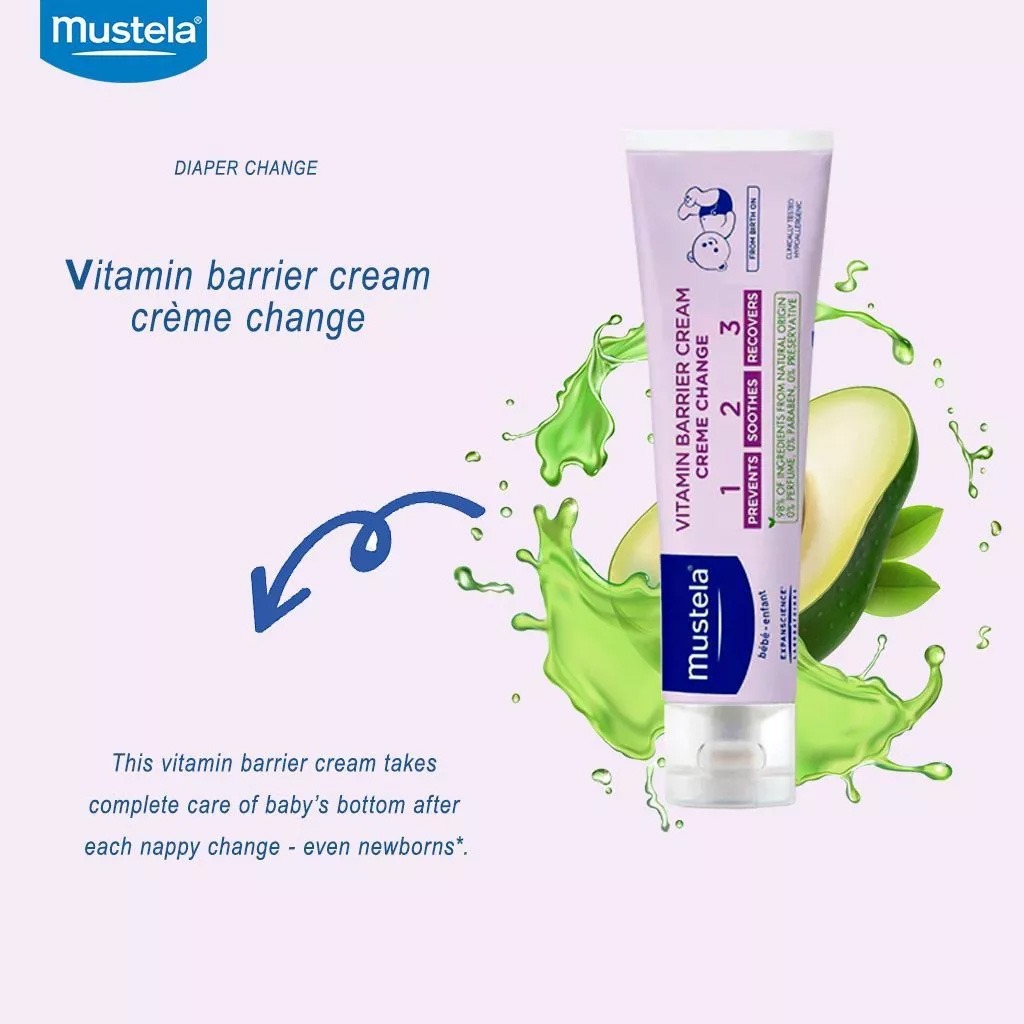 Mustela 1 2 3 Vitamin Barrier Baby Nappy Cream 2 x 50ml, Promo Pack of 2's