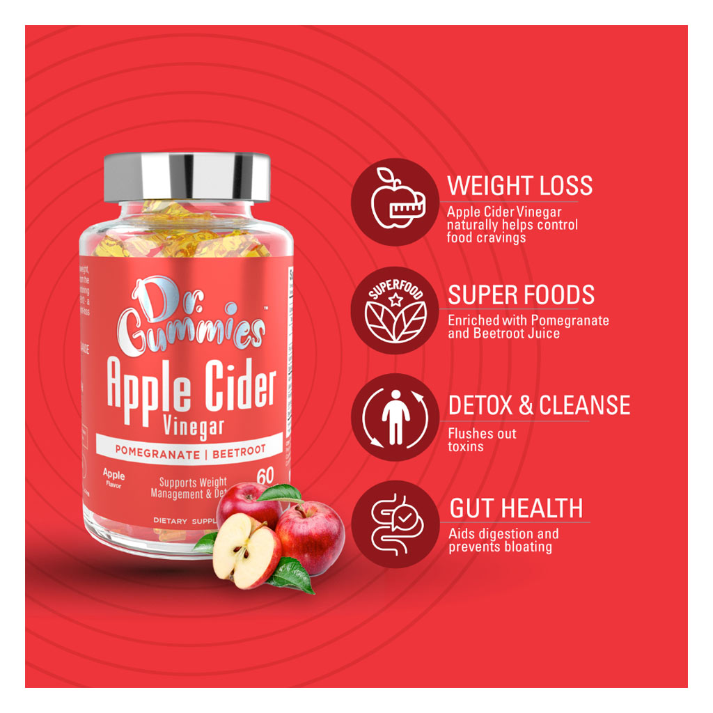 Dr. Gummies Apple Cider Vinegar Gummies For Weight Loss, Pack of 60's