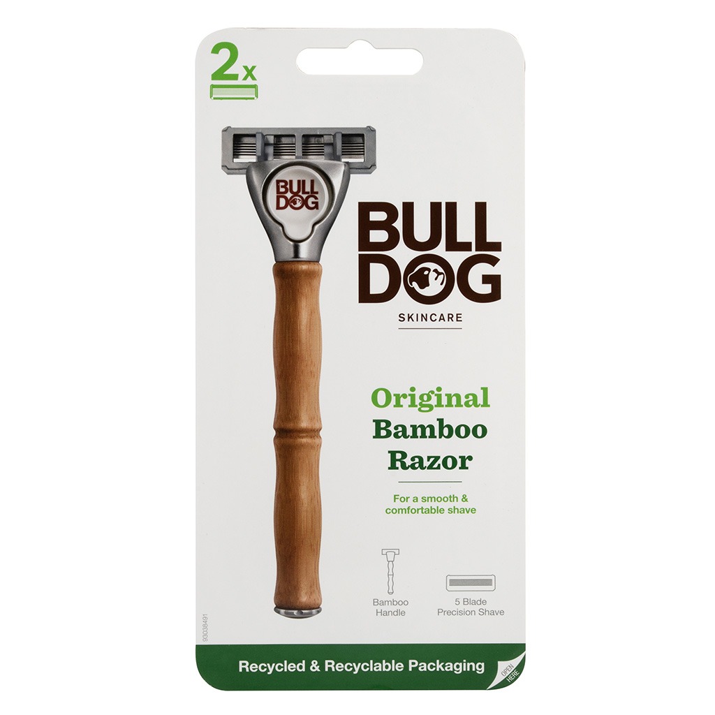 Bulldog Skincare Original Bamboo Razor + 2 Blade Cartridges, Pack of 3 Pieces