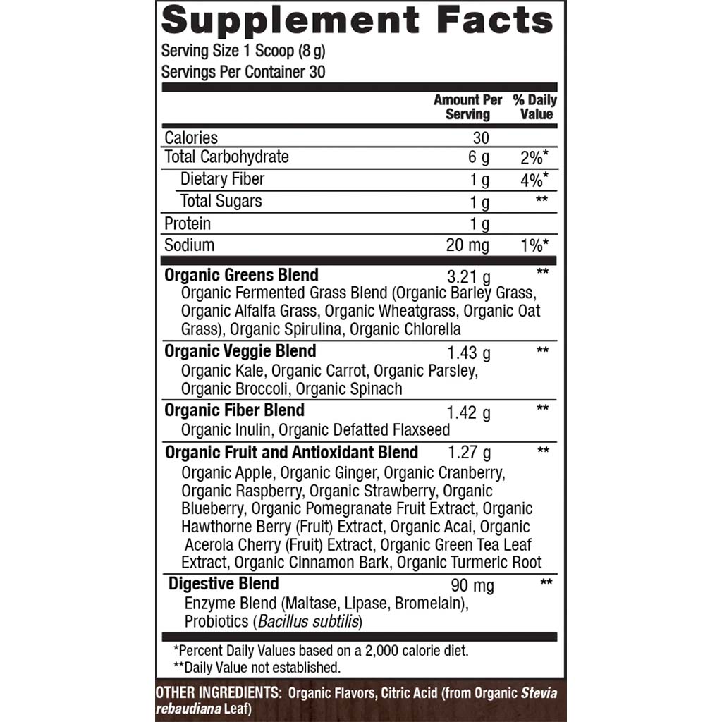 PlantFusion Organic Fruitiful Greens Fermented Superfood Powder Blend 240g