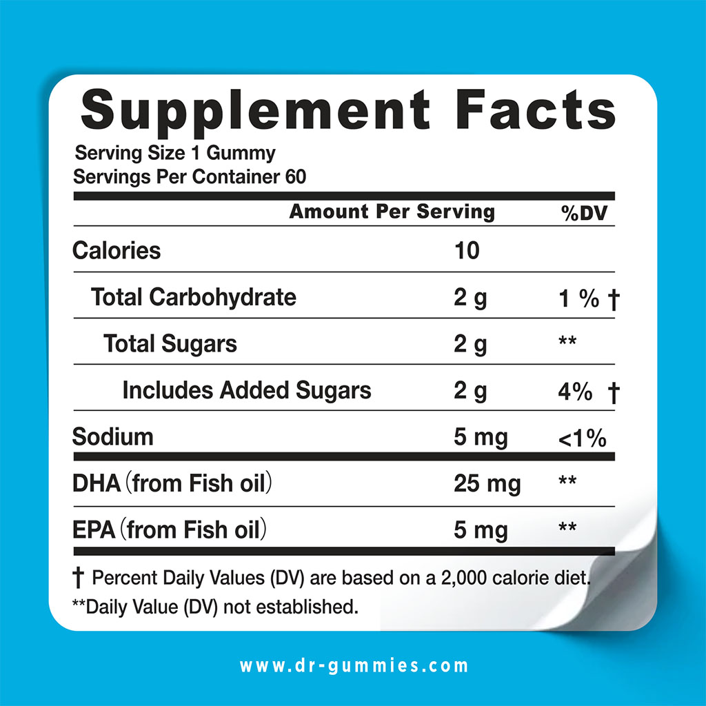 Dr. Gummies Kids Omega 3 Gummies With DHA & EPA For Healthy Vision And Brain Function, Pack of 60's