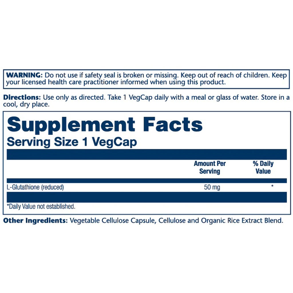 Solaray L Glutathione 50mg Vegetarian Capsules For Antioxidant Support, Pack of 60's