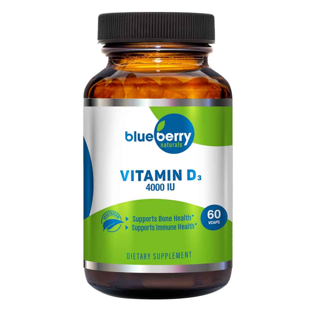 Blueberry Naturals Vitamin D3 4000IU Veg Capsules For Bone Health, Pack of 60’s