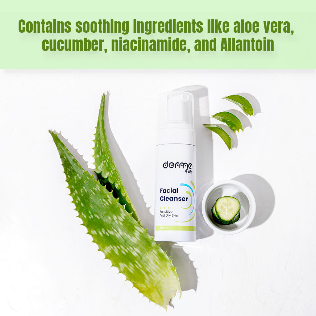 Derma Pella Facial Cleanser With Aloe Vera For Sensitive & Dry Skin 150ml