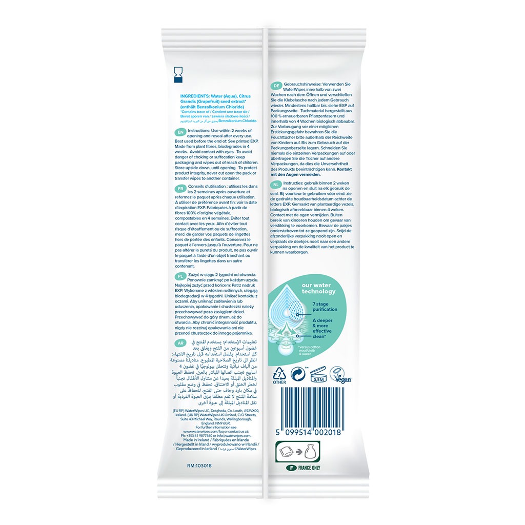 WaterWipes Plastic Free On the Go Wipes, Pack of 28 Unscented Wet Wipes