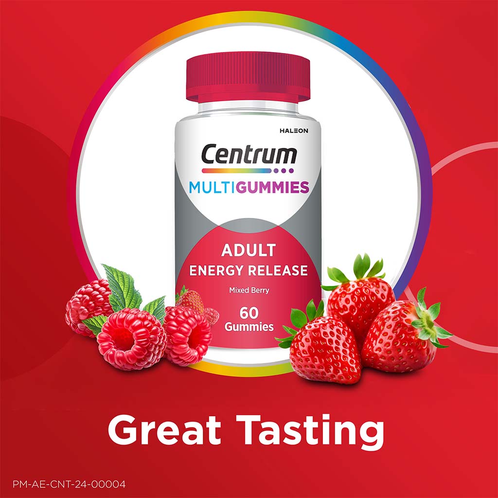 Centrum Adult MultiGummies For Energy Release, Mixed Berry Flavor, Pack of 60's