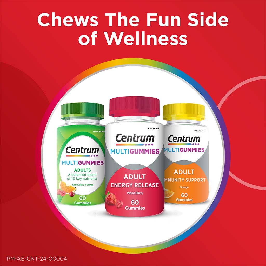 Centrum Adult MultiGummies For Energy Release, Mixed Berry Flavor, Pack of 60's