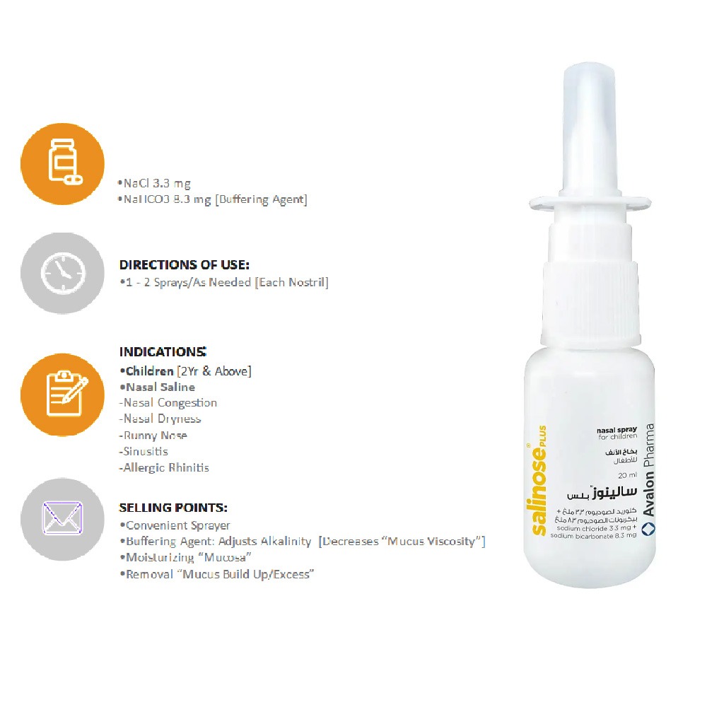 Avalon Salinose Plus Isotonic Nasal Spray For Adults & Children 20ml