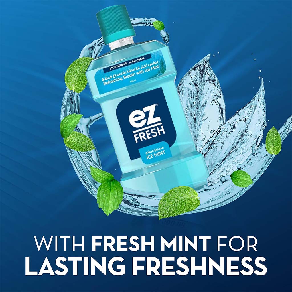 Avalon Ez Fresh Mouthwash With Ice Mint For Refreshing Breath 500ml 