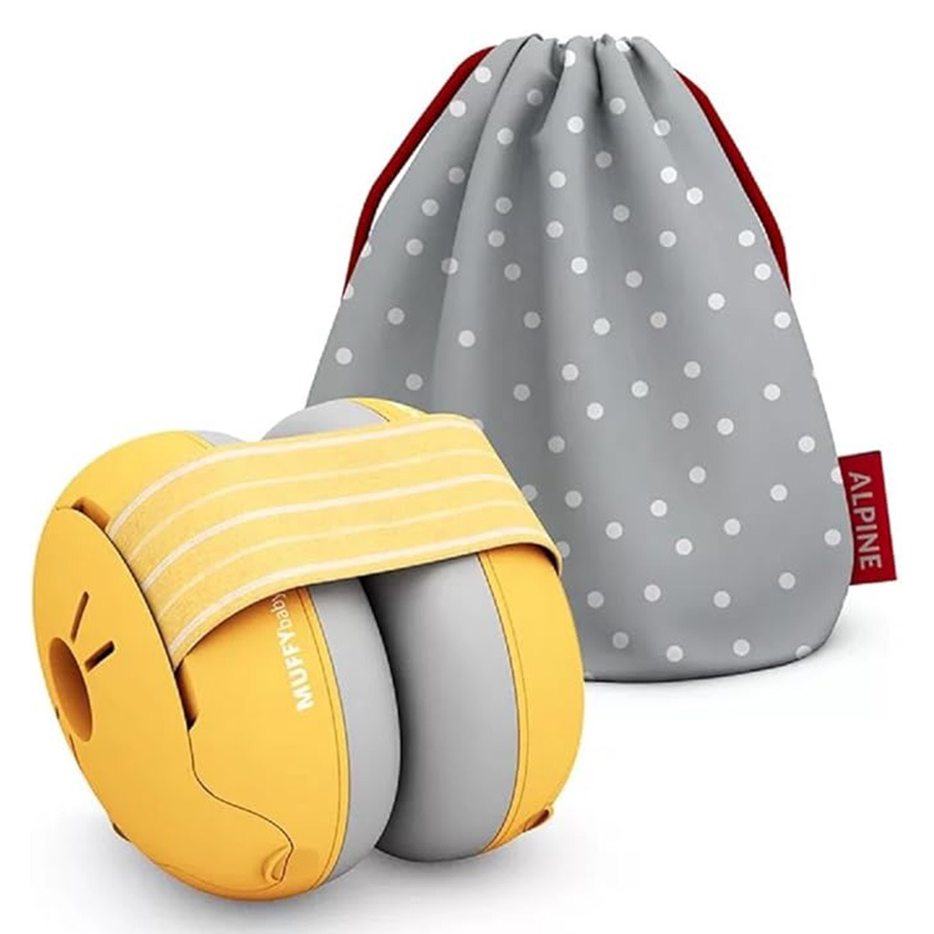 Alpine Muffy Baby Classic Earmuffs For Hearing Protection From 0- 3 Years Old- Yellow Color 