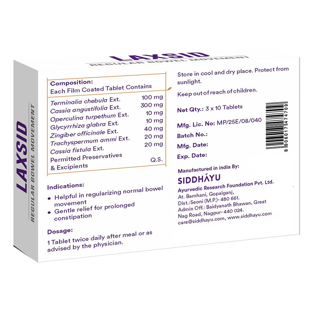 Siddhayu Laxsid Tablets For Constipation Relief, Pack of 30’s