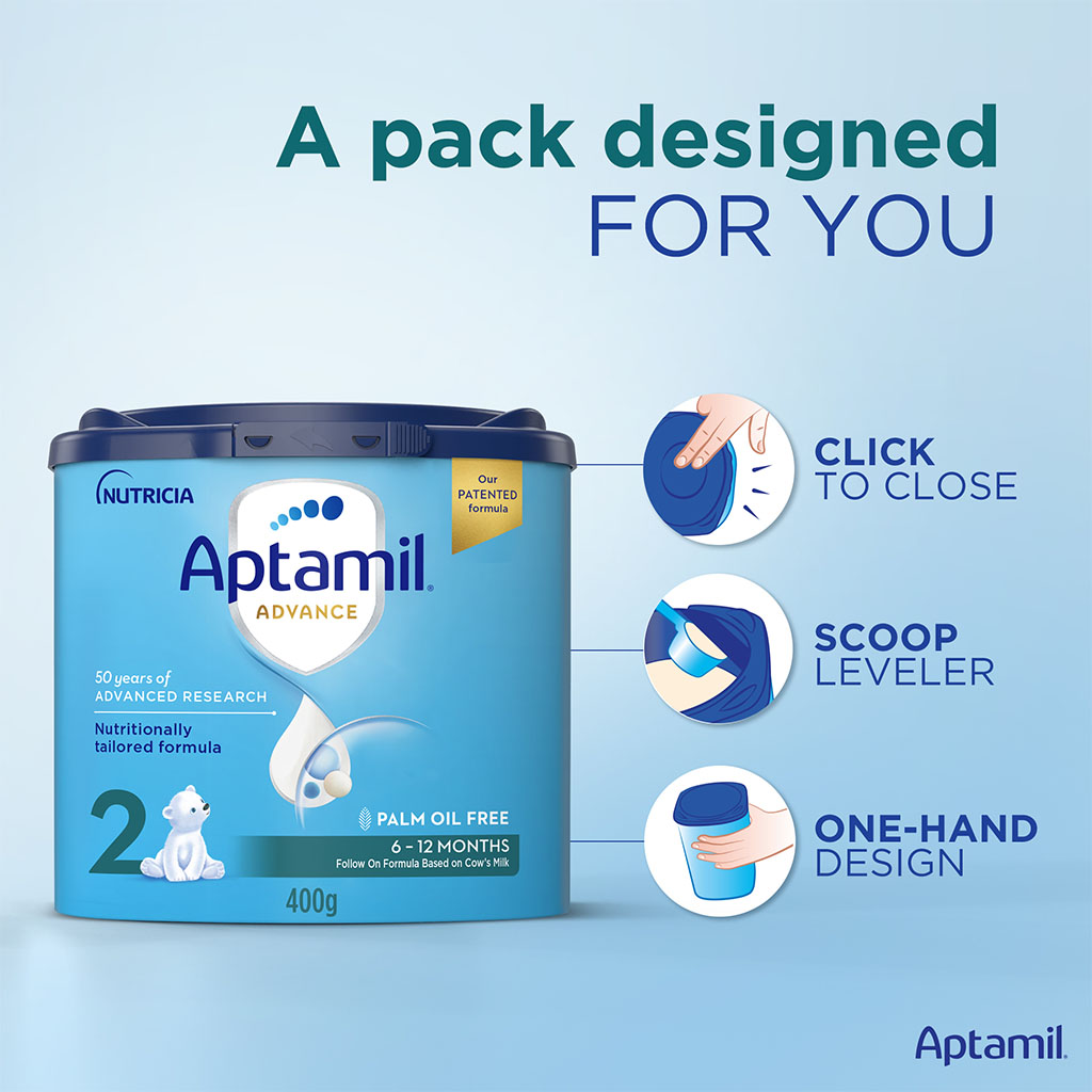 Aptamil Advance Stage 2 Palm Oil Free Infant Milk Formula For 6 To 12 Months 400g 