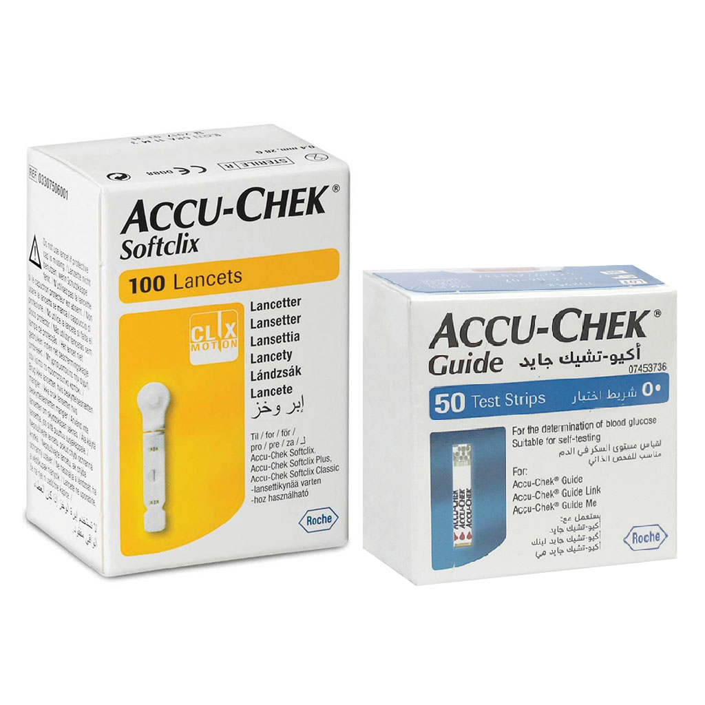 Accu-Chek Guide Blood Sugar Test Strips, Pack of 50's + Accu-Chek Softclix Lancets, Pack of 100's - PROMO PACK 
