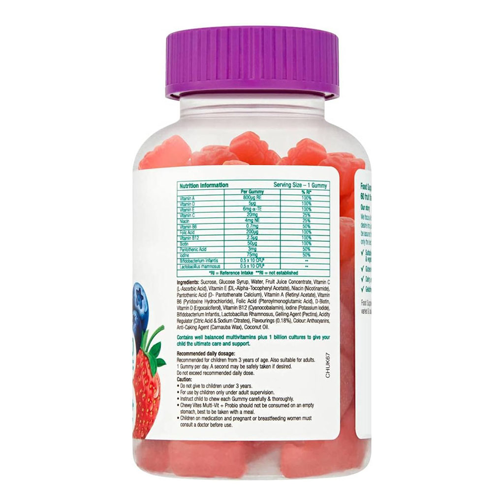 Chewy Vites Multivit + Probio Kids Multivitamin & Probiotic Gummies, Pack of 60's