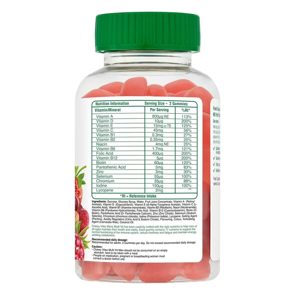 Chewy Vites Men's Multivitamin Supplement Adult Gummies, Pack of 60's