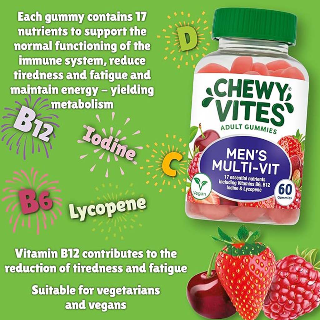 Chewy Vites Men's Multivitamin Supplement Adult Gummies, Pack of 60's