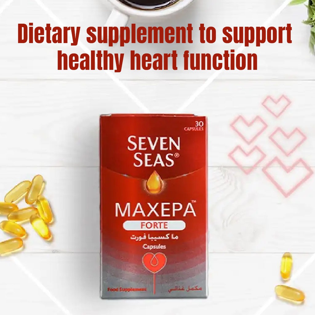 Seven Seas Maxepa Forte With 640mg Omega 3 Fish Oil Capsules For Healthy Heart Function, Pack of 30's