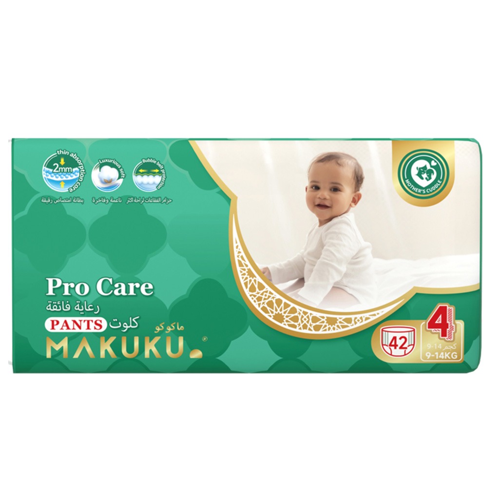 Makuku Pro Care Premium Baby Diaper Pants, Size 4, Large For 9 To 14Kg Baby, Pack of 42’s