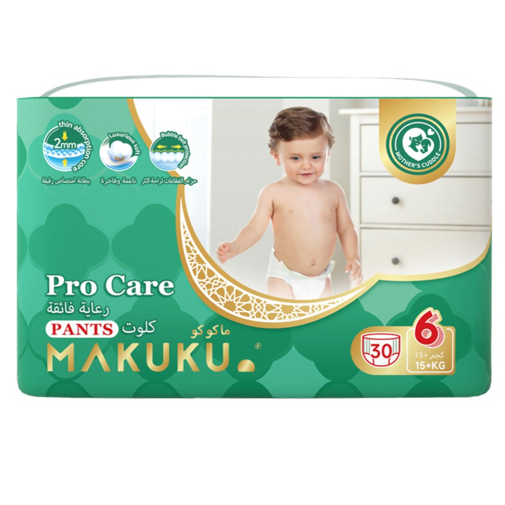 Makuku Pro Care Premium Baby Diaper Pants, Size 6, Double Extra Large (XXL) For 15+Kg, Pack of 30’s