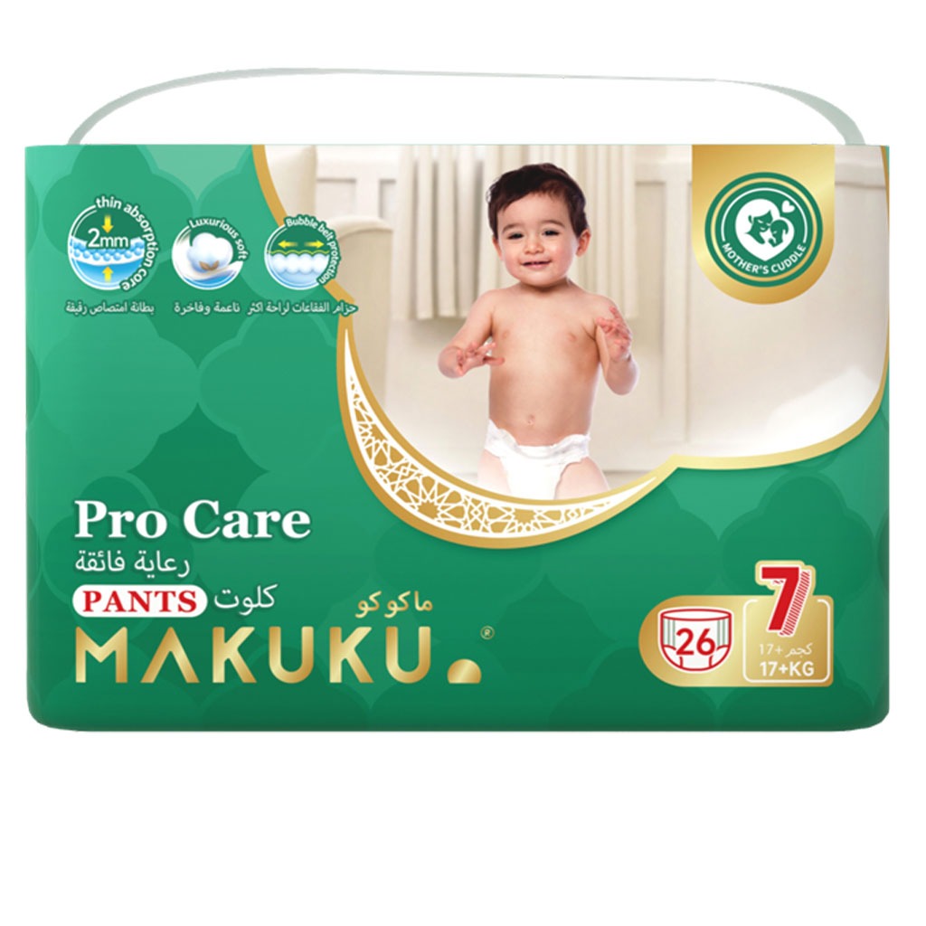 Makuku Pro Care Premium Toddlers Diaper Pants, Size 7, Triple Extra Large (3XL) For 17+Kg, Pack of 26’s