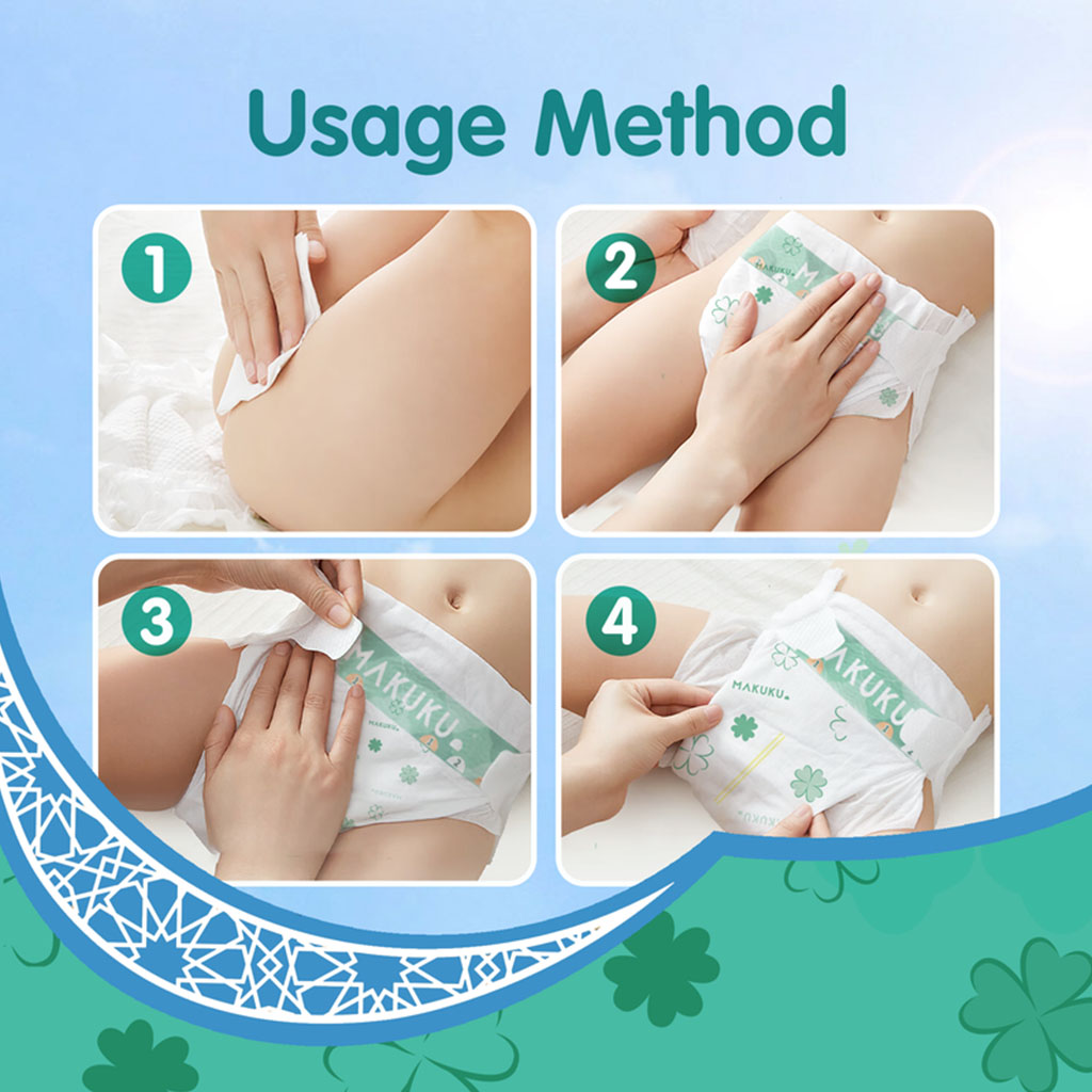 Makuku Pro Care Premium Tape Baby Diapers, Size 3, Medium For 6 To 11Kg, Pack of 100's 