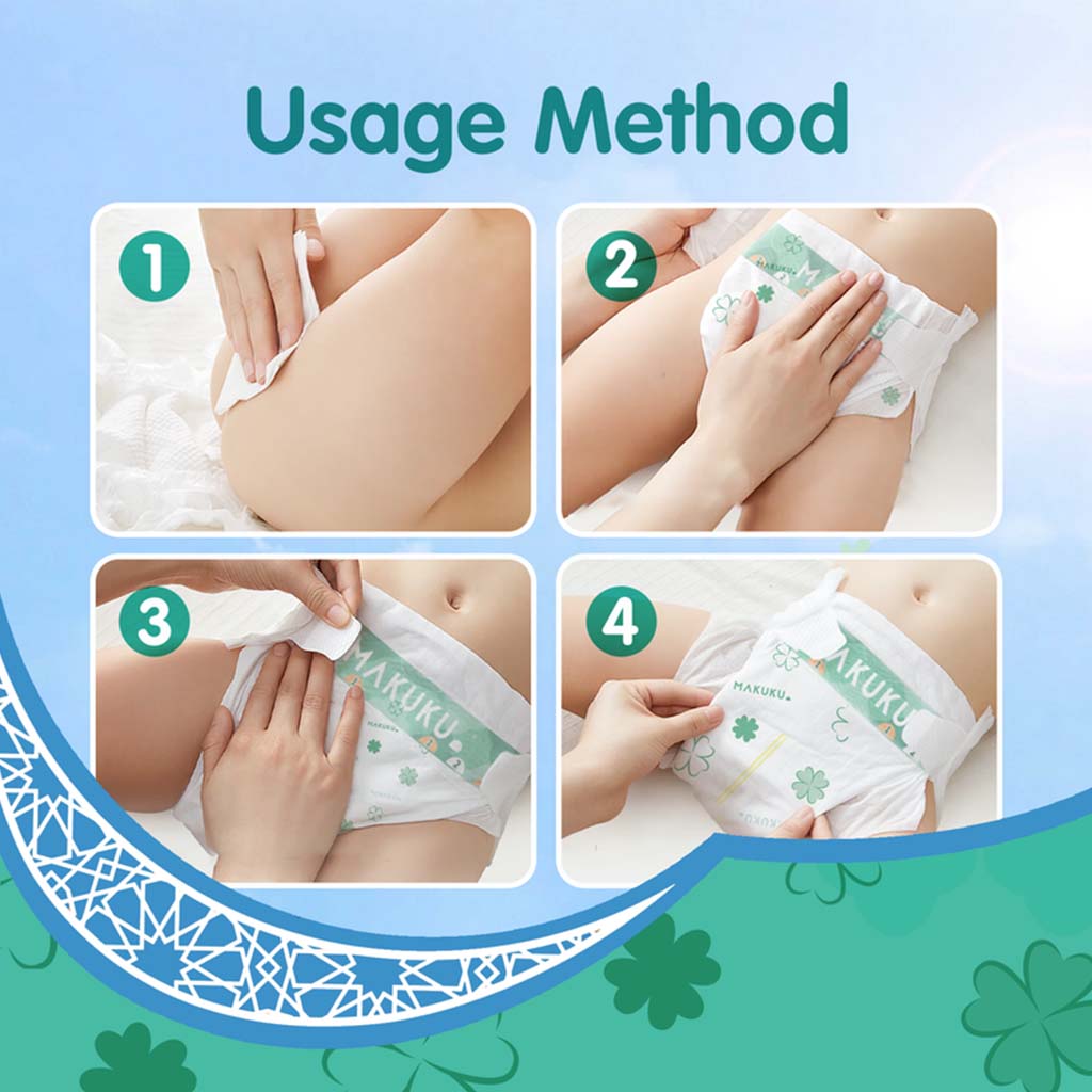 Makuku Pro Care Premium Tape Baby Diapers, Size 4, Large For 9 To 14Kg, Pack of 88's 