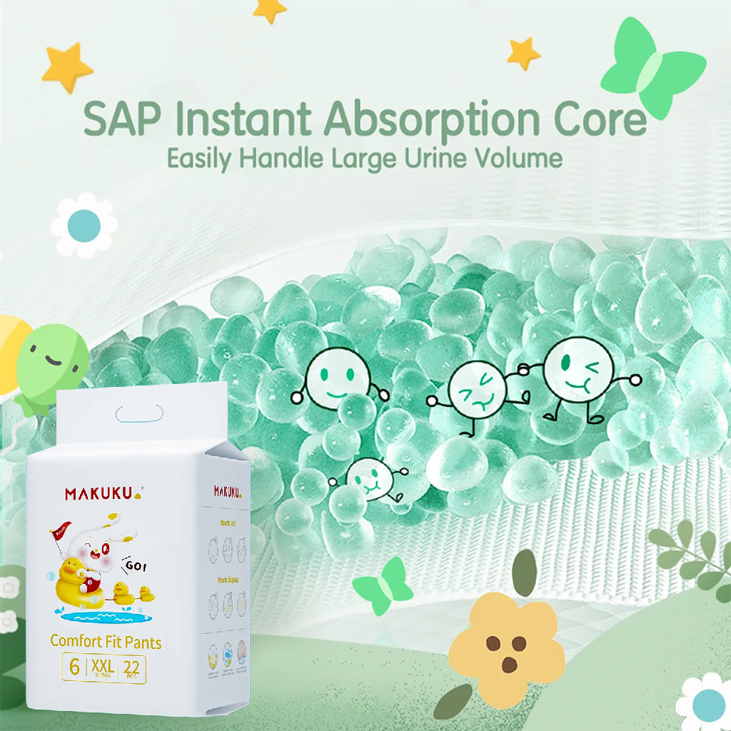 Makuku Comfort Fit Baby Diaper Pants, Size 6, Double Extra Large (XXL) For 15+Kg, Pack of 22’s